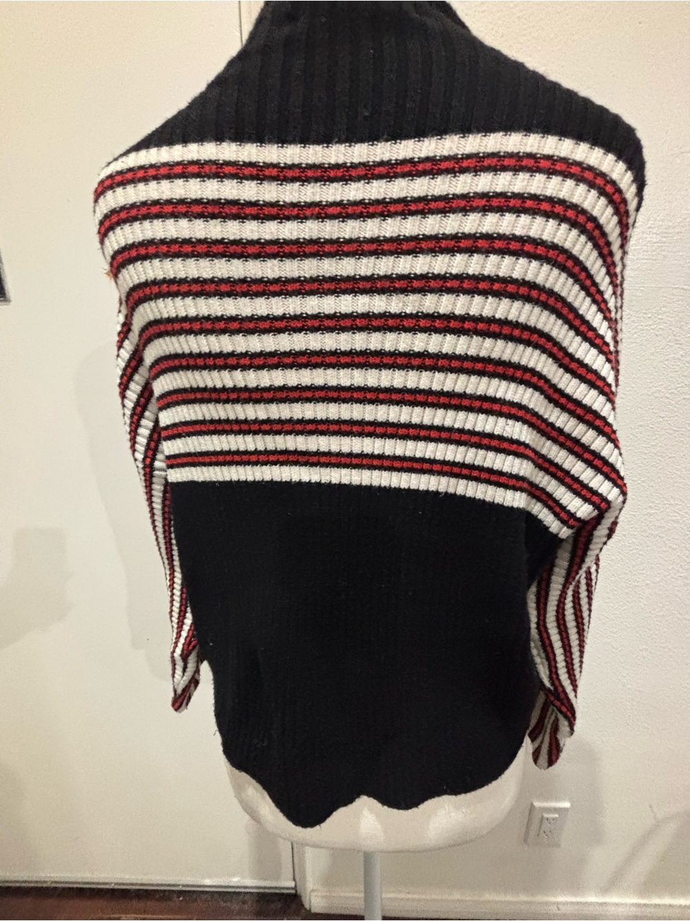 Urban Outfitters Black Knit Turtleneck Sweater with Red and White Stripes - Picture 5 of 7